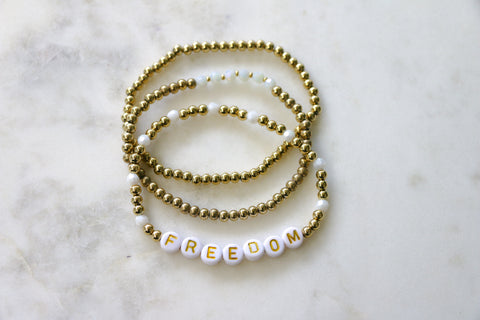 Freedom Beaded Word Stack Bracelet